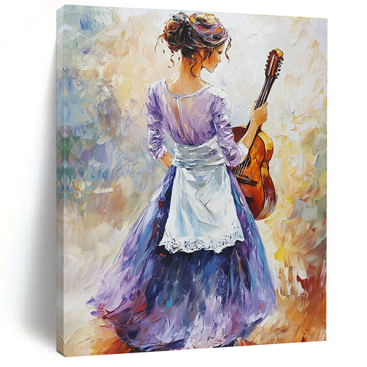 Woman with Guitar Art for Musician’s Home Studio & Bohemian - Style Café STSC1373