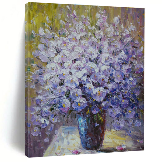 Realistic Purple Flower Oil Painting for Elegant Dining Room & Floral - Themed Spa DLZ1353