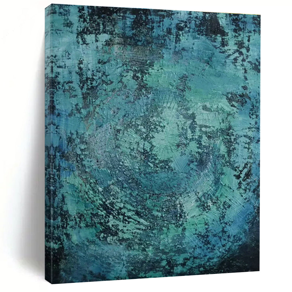 Blue - Green Textured Abstract Art for Coastal - Inspired Spa & Relaxing Bedroom DLZ0761