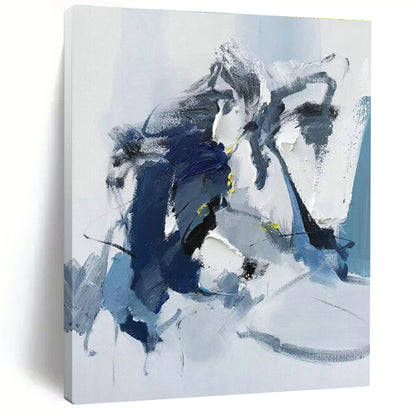 Blue - Gray - Yellow Abstract Art for Minimalist Bedroom & Creative Studio DLZ1662