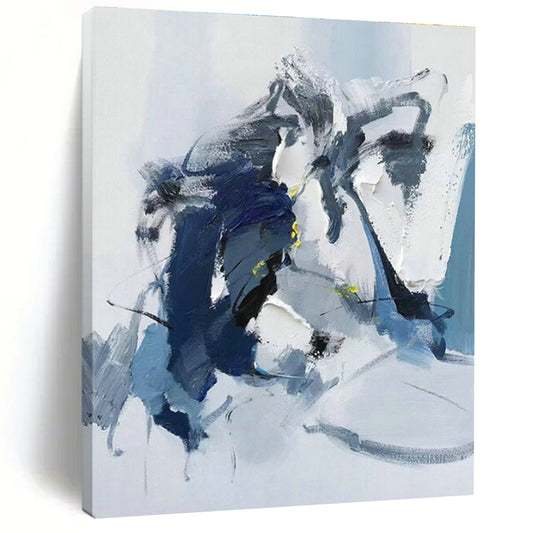 Blue - Gray - Yellow Abstract Art for Minimalist Bedroom & Creative Studio DLZ1662