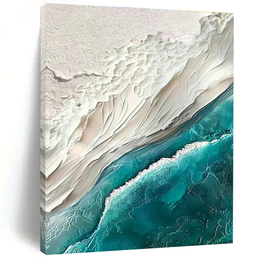 Textured Beach Scene Art for Coastal Living Room & Nautical Spa DLZ1401