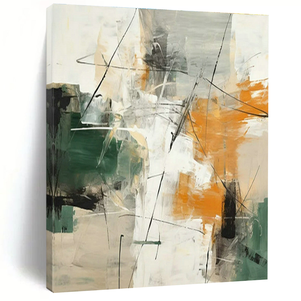 Green - Orange - Gray Abstract Art for Eclectic Kitchen & Art - Inspired Retail Store DLZ1726