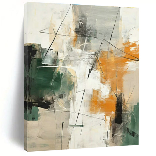 Green - Orange - Gray Abstract Art for Eclectic Kitchen & Art - Inspired Retail Store DLZ1726