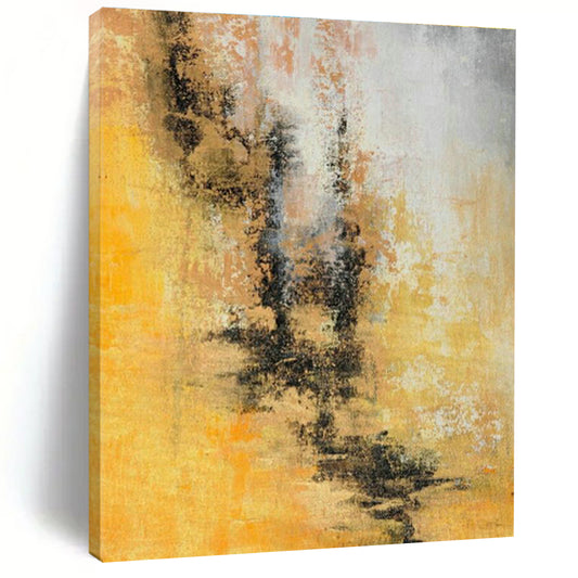 Yellow - Brown Abstract Art for Industrial - Style Coffee Shop Walls DLZ0041