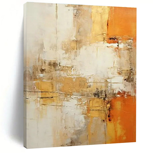 Gold - Orange - White Abstract Art for Luxury Hotel Lobby & Upscale Home Living Room DLZ1699