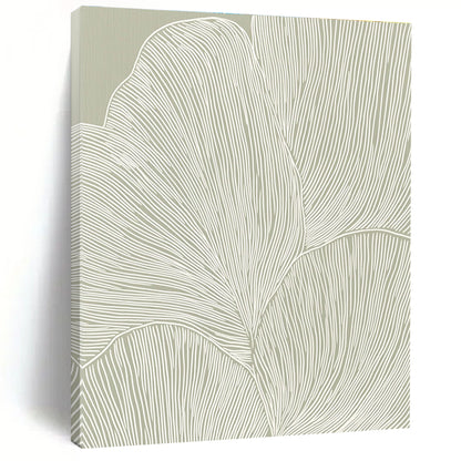 Line - Drawn Leaves on Green Minimalist Botanical Art for Scandinavian - Style Home & Calm Home Office STSC1483