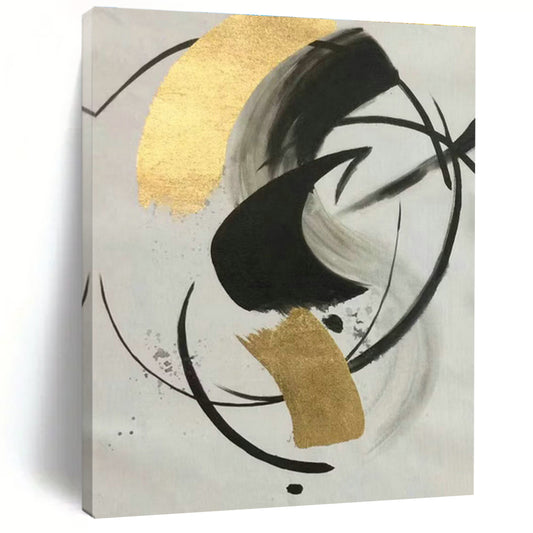Ink - Gold Foil Abstract Art for Living Room & Study DLZ0468