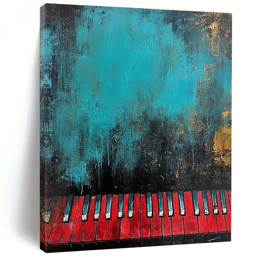 Red Piano Keys on Teal for Music - Themed Café & Art - Loving Home STSC230