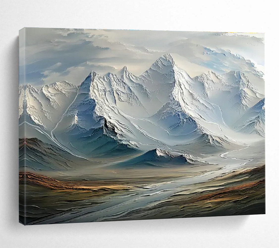 Majestic Snow - Capped Mountain Art for Luxury Ski Resort Lobbies DLZ3112