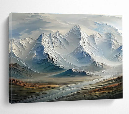 Majestic Snow - Capped Mountain Art for Luxury Ski Resort Lobbies DLZ3112