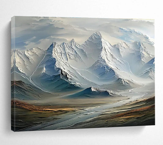 Majestic Snow - Capped Mountain Art for Luxury Ski Resort Lobbies DLZ3112