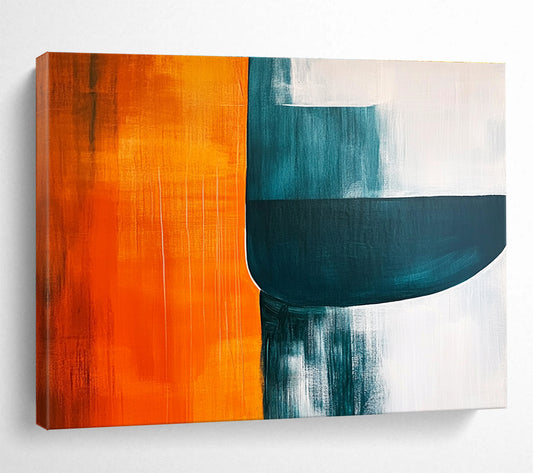 Orange - Teal Abstract Shapes Art for Vibrant Retail Store & Creative Team Office SC249