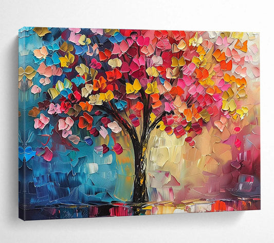 Colorful Tree Palette Knife Art for Art Gallery Featured Exhibits DLZ3242