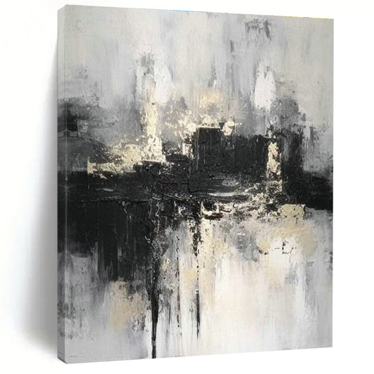 Black - White - Gray Abstract Art for Sophisticated Library & Industrial - Style Loft DLZ0866