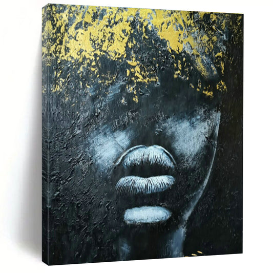 Black and Gold Portrait Abstract Art for Luxury Hotel Lounge & Avant - Garde Home Gallery DLZ1610