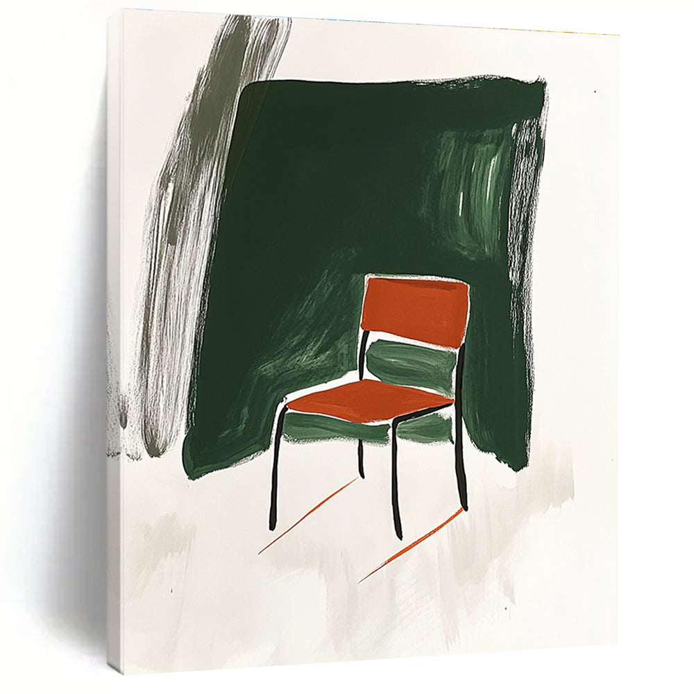 Red Chair and Green Background Art for Eclectic Home Office & Art - Themed Café Corner STSC1336
