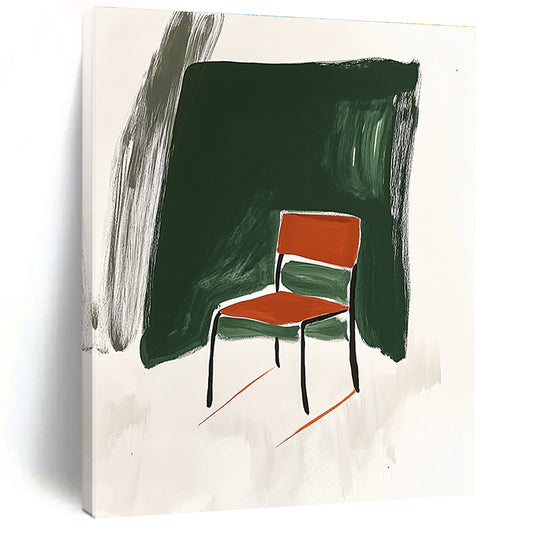 Red Chair and Green Background Art for Eclectic Home Office & Art - Themed Café Corner STSC1336