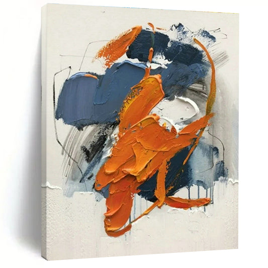 Orange - Blue Blending Abstract Art for Bohemian Bedroom & Art - Themed Restaurant DLZ1454