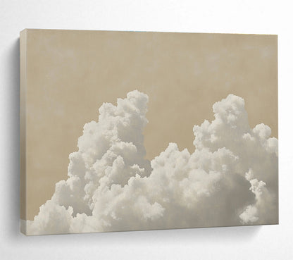 Fluffy Clouds on Beige Art for Serene Nursery & Wellness Space SC454