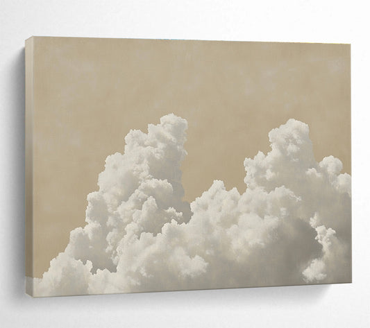 Fluffy Clouds on Beige Art for Serene Nursery & Wellness Space SC454