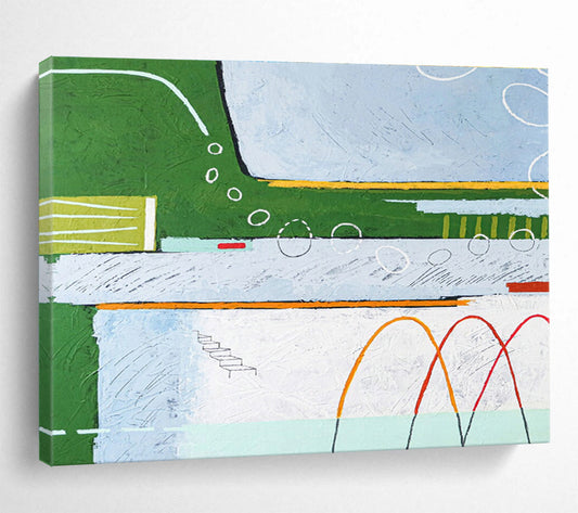 Green - Blue Landscape Abstract for Eco - Friendly Community Center DLZ2949
