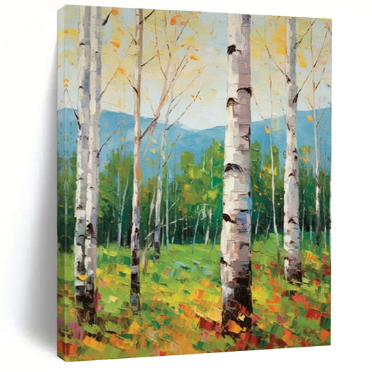 Birch Forest Landscape Oil Painting for Nature Reserve Visitor Center & Country Home DLZ1066