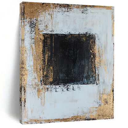 Black and Gold Square Abstract for Contemporary Gallery & Upscale Office STSC382