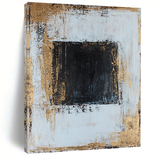 Black and Gold Square Abstract for Contemporary Gallery & Upscale Office STSC382