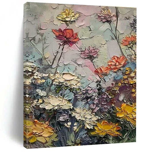 Textured Floral Oil Painting for Shabby - Chic Cottage Kitchen & Garden - Inspired Boutique DLZ1561