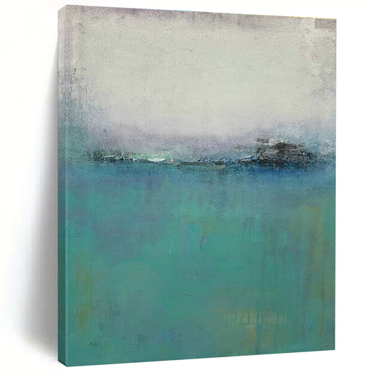 Soft Blue Abstract Landscape Art for Coastal Bedroom & Relaxing Spa Lounge DLZ1481