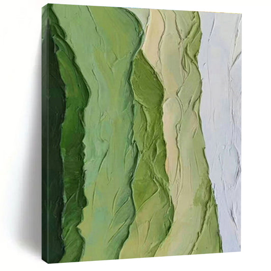 Textured Green Mountain - Inspired Abstract Art for Dining Room & Mountain - View Cottage DLZ1203