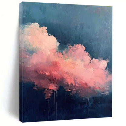 Pink Clouds on Dark Blue Abstract Art for Spa & Home Lounge DLZ0584