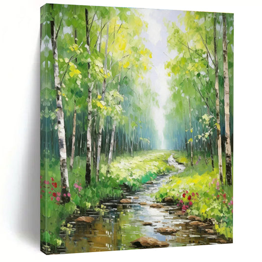 Forest Stream Landscape Art for Cottage Living Room & Eco - Friendly Café DLZ1273