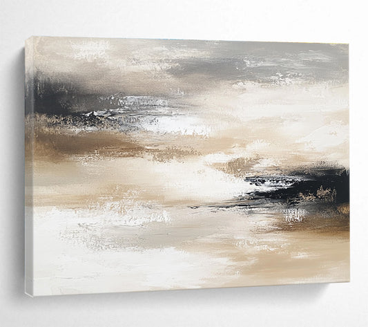 Beige - Gray Abstract Landscape Art for Rustic - Modern Home Office & Nature - Inspired Spa SC246
