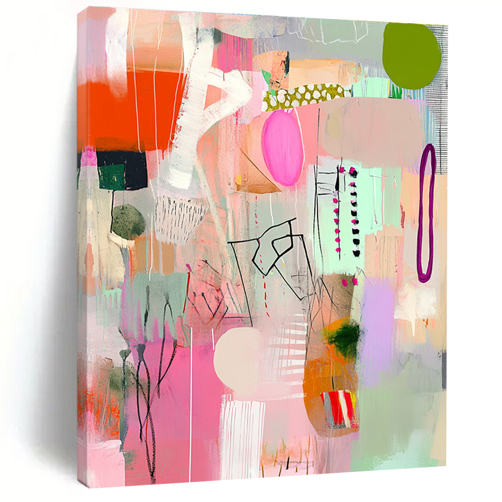 Colorful Abstract Collage for Bohemian Home Living Room & Art Gallery Café STSC1040