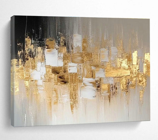Gold - Gray Urban Abstract Art for Corporate Lobby DLZ2912