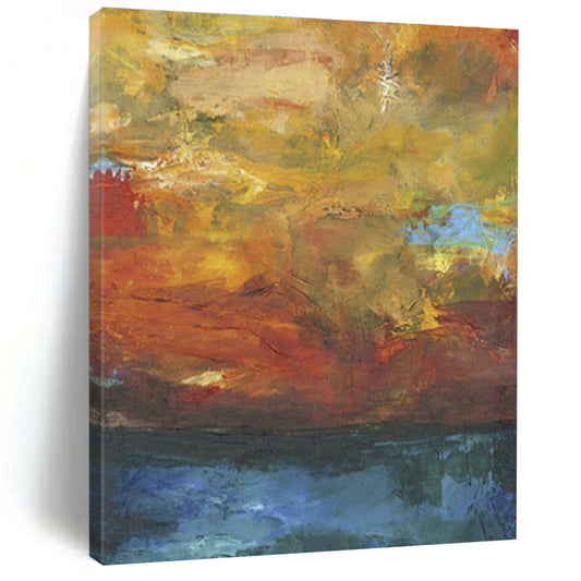 Warm - Toned Abstract Landscape Art for Cozy Café & Autumn - Themed Restaurant DLZ0631