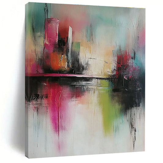 Colorful Abstract Cityscape for Vibrant Art Café & Bohemian Living Room STSC432