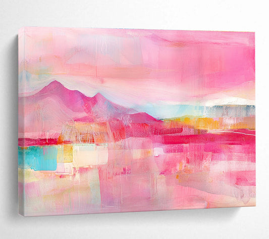 Pink Landscape Abstract Art for Romantic Bedroom & Girls' Café SC344
