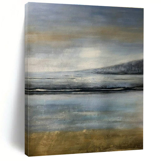 Gray - Blue Seascape Abstract Art for Coastal Hotel Suite & Nautical Art Gallery DLZ1800