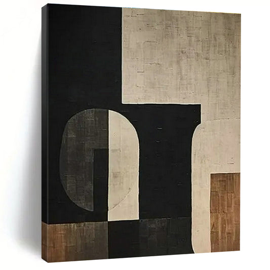 Black - Brown Geometric Abstract Art for Modernist Home Living Room & Architectural Design Studio DLZ1749