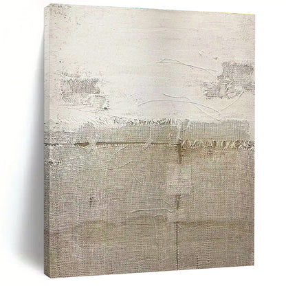 Gray - White Linen - Textured Art for Rustic Home Library & Minimalist Café DLZ1860