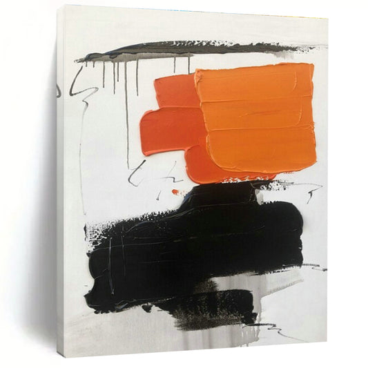 Orange - Black Abstract Art for Sports Bar & Creative Agency Breakroom DLZ1671
