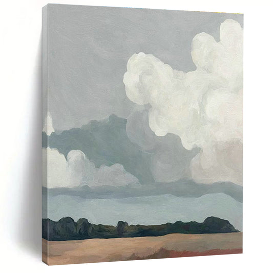 Cloudy Field Landscape Art for Countryside Home Living Room & Nature - Themed Café Thatch DLZ2130
