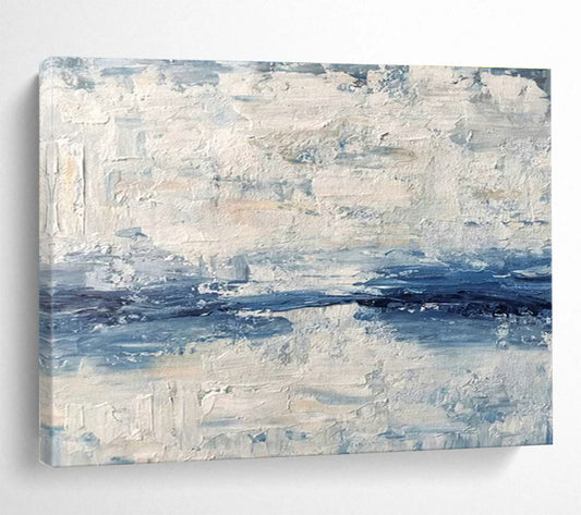 Blue - White Abstract Art for Coastal Home Bedroom Headboards DLZ3175