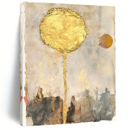 Golden Sun Abstract Mysterious Art for Bohemian - Style Lounge & Spiritual Home Meditation Room STSC1461
