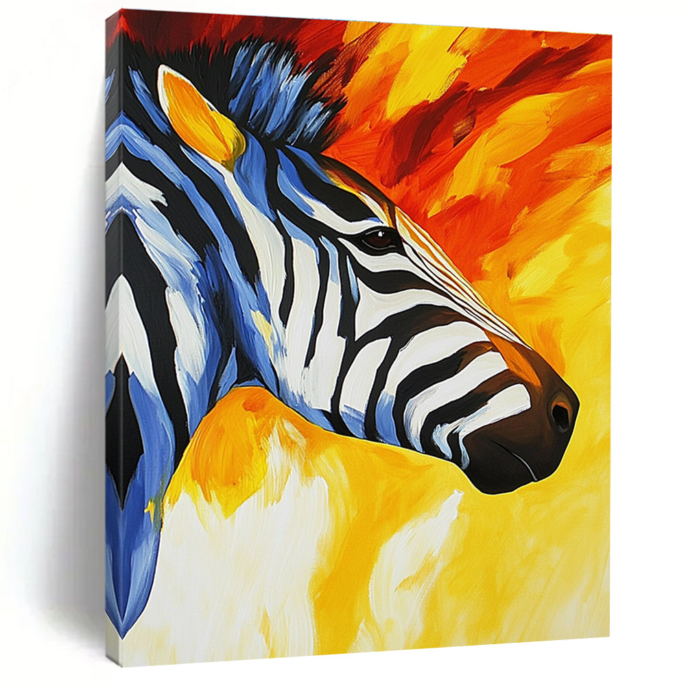 Vibrant Zebra Portrait for Exotic Animal - Themed Lounge & Creative Art Studio STSC961