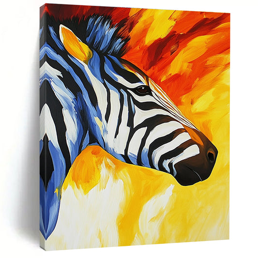 Vibrant Zebra Portrait for Exotic Animal - Themed Lounge & Creative Art Studio STSC961
