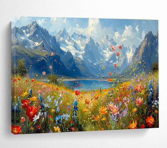 Flower - Filled Landscape Oil Painting for Garden - Inspired Living Spaces DLZ2640